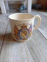 Old British coronation porcelain commemorative cup (Elizabeth II, 1953)
