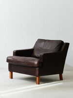 Danish midcentury leather and rosewood armchair