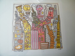 Signed, numbered lithograph in the style of James Rizzi pop art