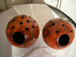 Spherical ceramic ikebana, flower vase in pairs