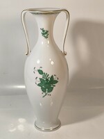 Herend green appony patterned amphora vase. 33.5 cm perfect!