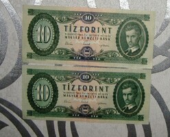 2 darab 1962-es 10Ft-os bankjegy