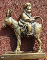 Szamáron lovagló vicces jelenet  - bronz szobor