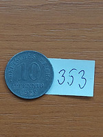 German Empire deutsches reich 10 pfennig 1920 zinc 353