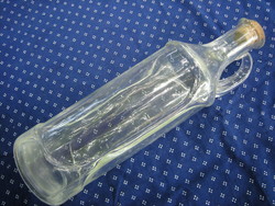 Liter glass bottle with spout, old Braun glass