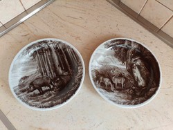 2 porcelain plates with wild scenes