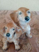 A pair of Zsolnay dachshunds
