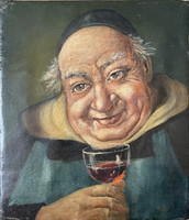 Oil painting of a wine tasting with friends