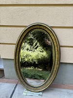 Antik, 19. Századi, ovális csiszolt tükör (ökörszemes)