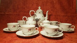 Mz czechoslovakia 6-person, beautiful pink, gold-plated, baroque porcelain tea set