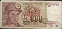 D - 190 -  Külföldi bankjegyek: Jugoszlávia 1987  20 000 dinár