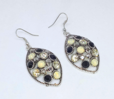 Leaf-shaped openwork rhinestone crystal earrings 126