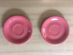 Two dark pink ceramic plates - saucers