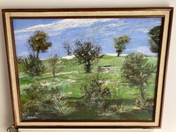 Erik Scholz 1926-1995 painting/ trees, bushes