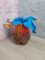 Handmade vase from recycled plastic bottles