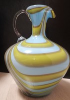 Vintage hand blown opal vase italy florence carlo moretti 70s blue green swirls.