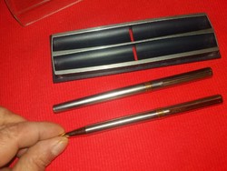 Antique, beautiful metal - silver-colored ballpoint and fountain pen set from a stationery manufacturer in its box, as shown in the pictures