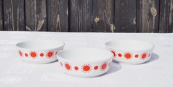 3 Pcs retro Alföld porcelain centrum varia sunny red polka dot compote bowl