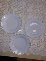 Zsolnay, gold feathered cake plates, 3 pcs