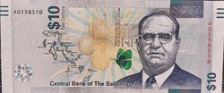Bahamák 10 dollár, 2022, UNC bankjegy