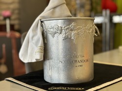 Moët & Chandon champagne ice bucket with grape cluster decoration from the 70s vintage French bar equipment