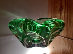 Green Czech handmade glass centerpiece - ashtray