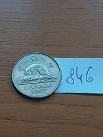 Canada 5 Cent 2007 Beaver, Steel Nickel Plated, ii. Elizabeth 846