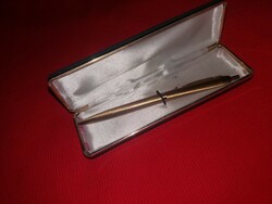 Old, beautiful, metal - gold-plated ballpoint pen from a stationery factory in a velvet box, as shown in the pictures