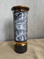 Hollóháza vase with Saxon endre graphics