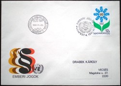 Ff4124 / 1991 human rights stamp ran on fdc