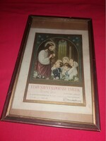 June 9, 1946. Christian first communion memorial card in frame + glass Croatian hymn according to the pictures