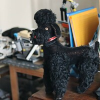 Vintage Steiff fekete nagy uszkár kutya  játék 1960-as évek mohair
