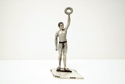 Art Deco Olimpiai Győzelmi Fém Szobor / Retró Régi / 24,5 cm Magas