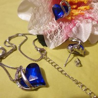 Wedding reason 05 - jewelry set with opal stone, heart-shaped pendant: necklace + earrings