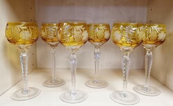 Yellow grape pattern crystal wine glass set