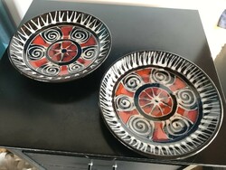 2db Iparművészeti,jelzett kerámia falitál Gorka Lívia jelzéssel-art ceramic bowl by Lívia Gorka(76)