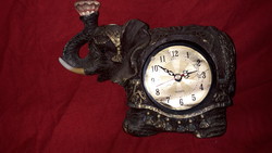 Antique oriental Victorian style mantel clock with elephant decoration 16 x 15 x 6 cm as shown in pictures