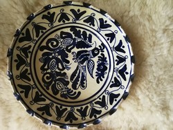 Korondi bird ceramic wall plate, marked by the maker