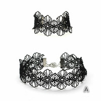 Wedding reason 11 - black lace jewelry set: necklace + bracelet