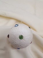 Retro styrofoam Christmas tree decoration sphere with gemstones
