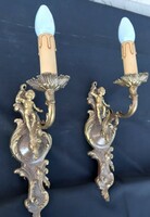 Decorative heavy cast copper wall arm pair