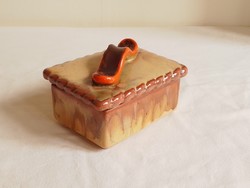 Antik régi art deco fedeles szögletes bonbonier kínáló tároló dobozka, jelzett