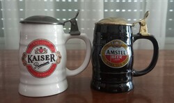 2 db mini fedeles korsó Amstel-Kaiser fekete-fehér