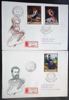 Ff2338-44 / 1966 paintings i. Stamp line ran on fdc