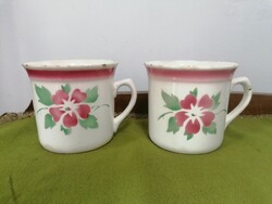 Pair of old large granite cream mugs