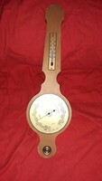 Old wall-mounted wooden thermometer and barometer ornament 40 cm according to the pictures