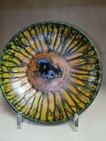 Szendrői színes mázas kerámia tányér