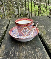 Antique French faience coffee cup set, marked: sarreguimenes