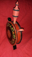 Antique 19th century end hand-carved and painted wooden decorative water bottle extremely rare 20 x 12 cm according to the pictures