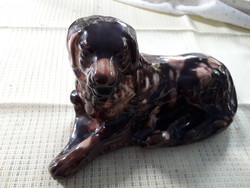 Ceramic brown glazed statue dog extra 36x115 cm. Flawless